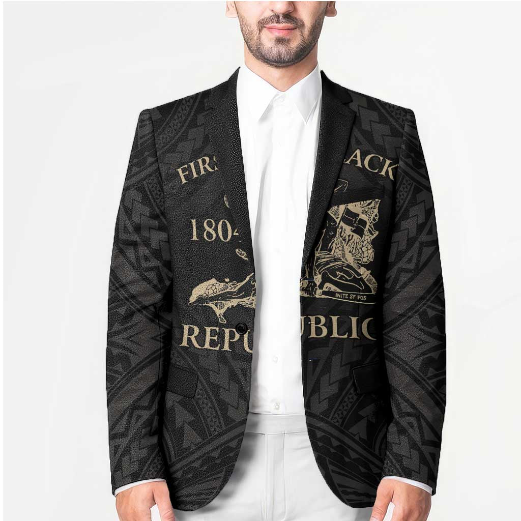 Personalized Haiti First Black Republic Blazer Negre Marron With Map And Flag LT9 - Polynesian Pride