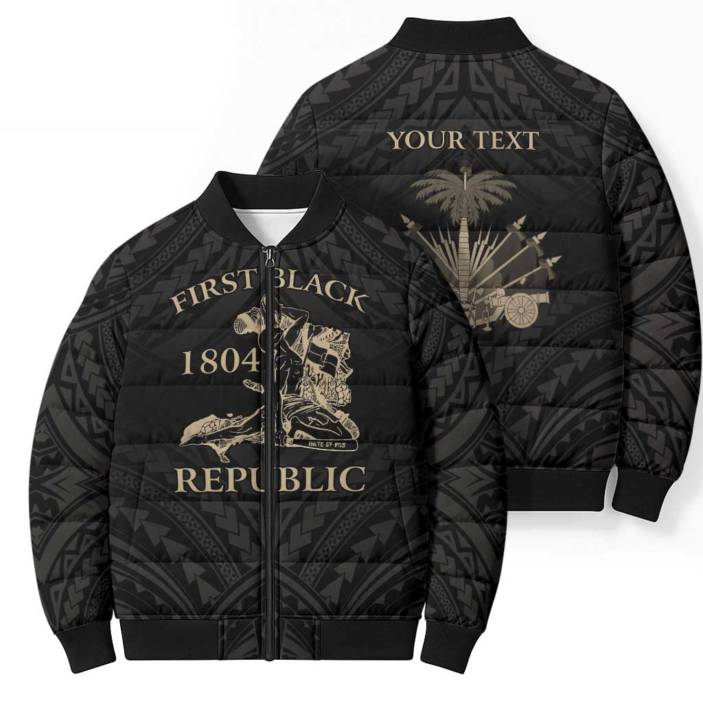 Personalized Haiti First Black Republic Bomber Puffer Jacket Negre Marron With Map And Flag LT9 - Polynesian Pride