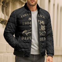 Personalized Haiti First Black Republic Bomber Puffer Jacket Negre Marron With Map And Flag LT9 - Polynesian Pride