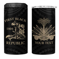 Personalized Haiti First Black Republic 4 in 1 Can Cooler Tumbler Negre Marron With Map And Flag LT9 One Size: 16 oz Black - Polynesian Pride