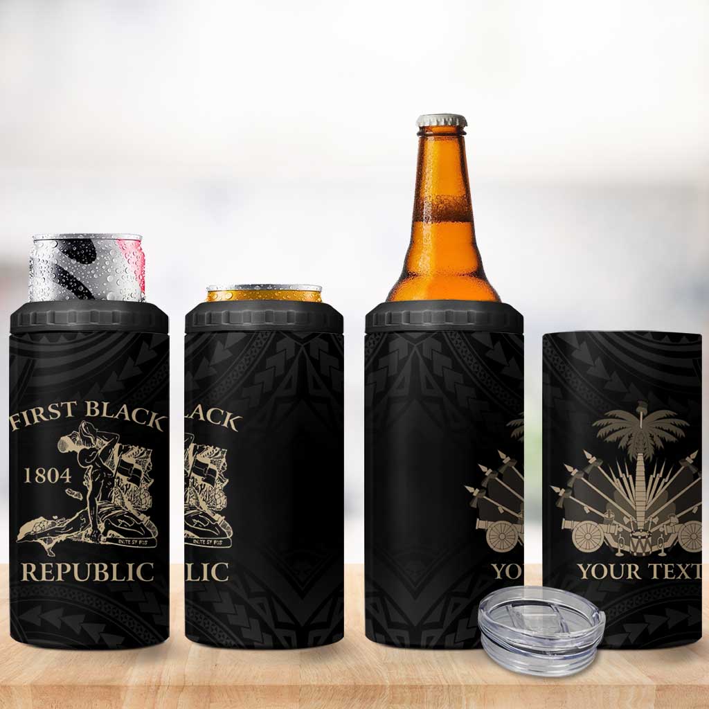 Personalized Haiti First Black Republic 4 in 1 Can Cooler Tumbler Negre Marron With Map And Flag LT9 - Polynesian Pride