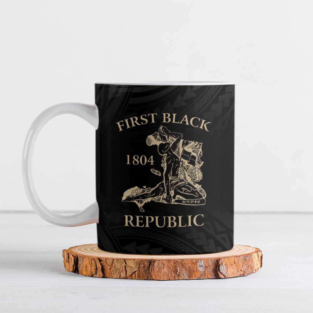Personalized Haiti First Black Republic Ceramic Mug Negre Marron With Map And Flag LT9 Black - Polynesian Pride