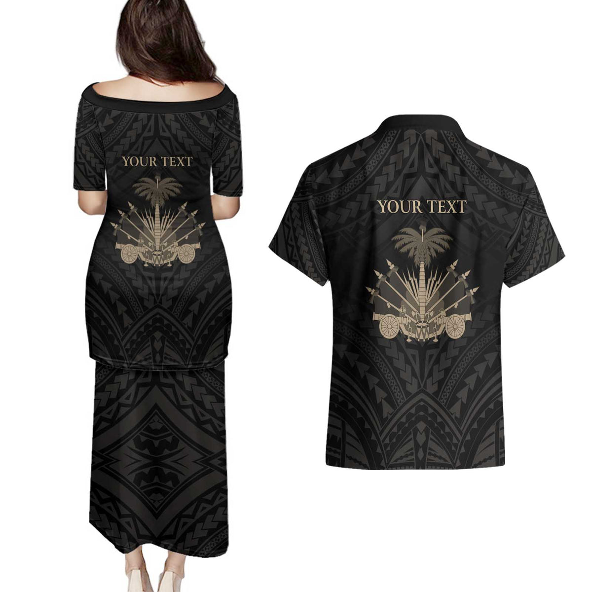 Personalized Haiti First Black Republic Couples Matching Puletasi and Hawaiian Shirt Negre Marron With Map And Flag LT9 - Polynesian Pride