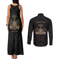 Personalized Haiti First Black Republic Couples Matching Tank Maxi Dress and Long Sleeve Button Shirt Negre Marron With Map And Flag LT9 - Polynesian Pride