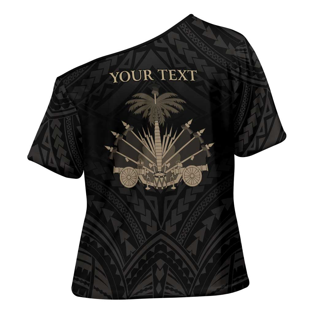 Personalized Haiti First Black Republic Cross Shoulder Shirt Negre Marron With Map And Flag LT9 - Polynesian Pride