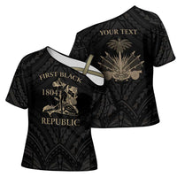 Personalized Haiti First Black Republic Cross Shoulder Shirt Negre Marron With Map And Flag LT9 - Polynesian Pride