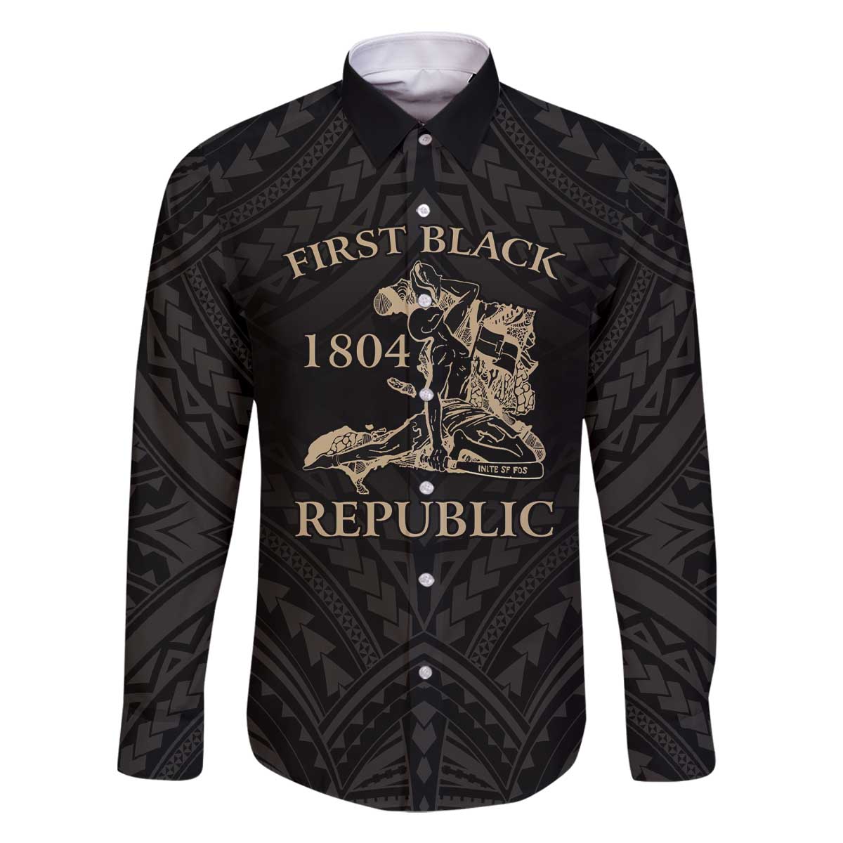 Personalized Haiti First Black Republic Family Matching Off The Shoulder Long Sleeve Dress and Hawaiian Shirt Negre Marron With Map And Flag