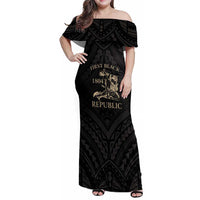 Personalized Haiti First Black Republic Family Matching Off Shoulder Maxi Dress and Hawaiian Shirt Negre Marron With Map And Flag