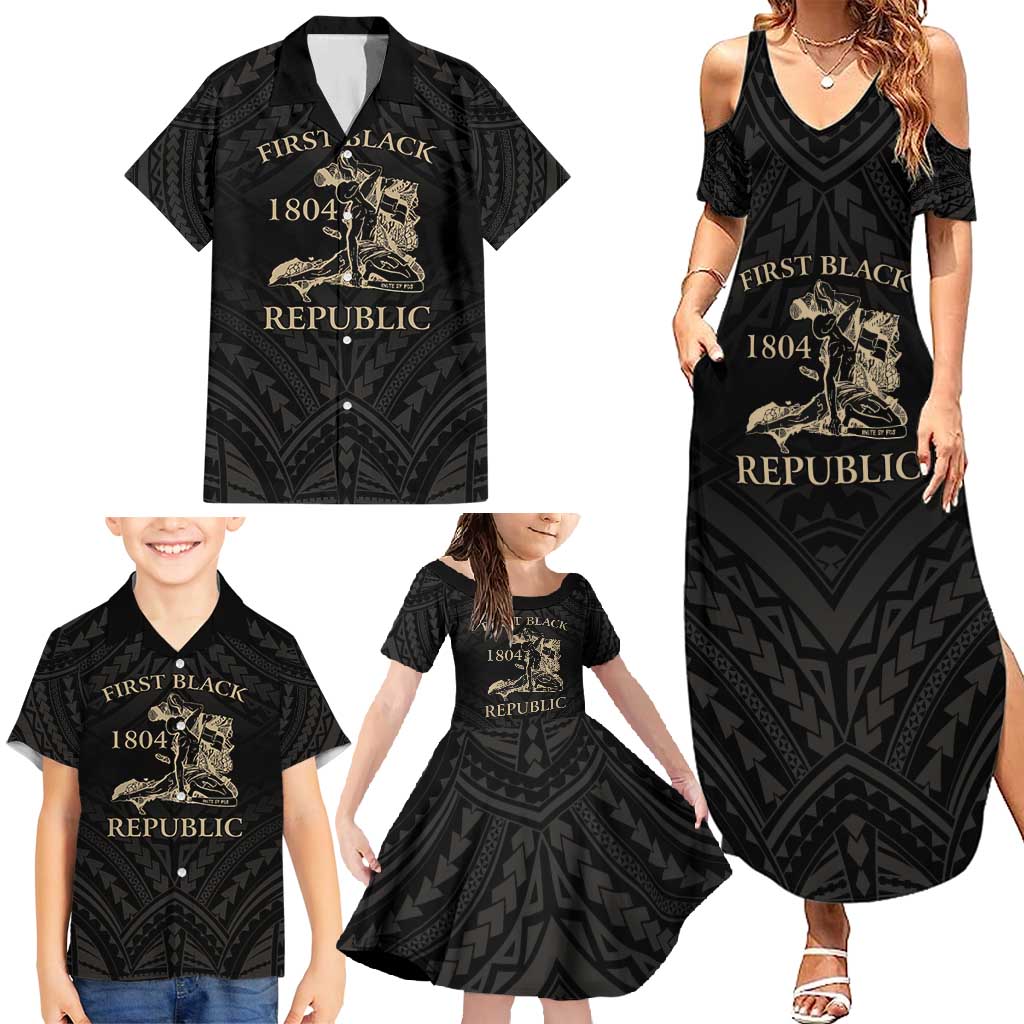 Personalized Haiti First Black Republic Family Matching Summer Maxi Dress and Hawaiian Shirt Negre Marron With Map And Flag