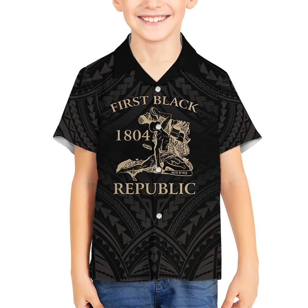Personalized Haiti First Black Republic Family Matching Tank Maxi Dress and Hawaiian Shirt Negre Marron With Map And Flag