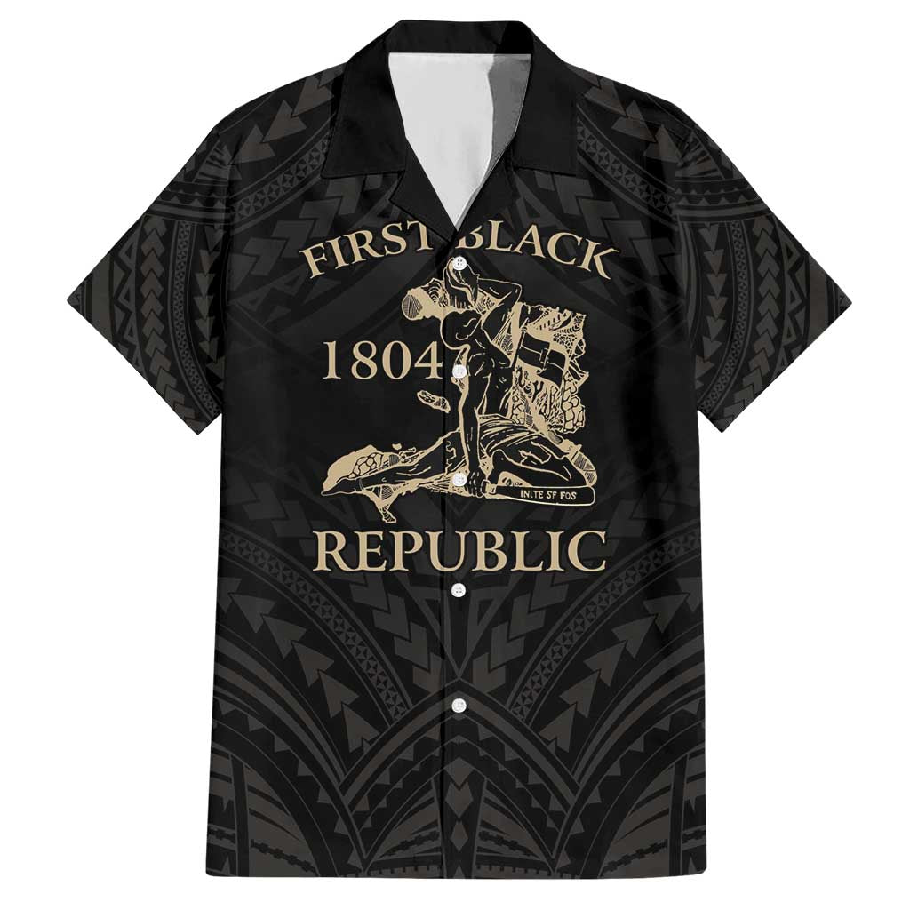 Personalized Haiti First Black Republic Hawaiian Shirt Negre Marron With Map And Flag LT9 Black - Polynesian Pride