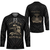 Personalized Haiti First Black Republic Hockey Jersey Negre Marron With Map And Flag LT9 - Polynesian Pride