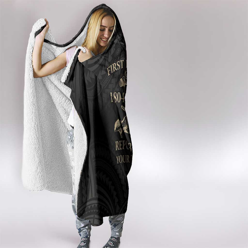 Personalized Haiti First Black Republic Hooded Blanket Negre Marron With Map And Flag LT9 - Polynesian Pride