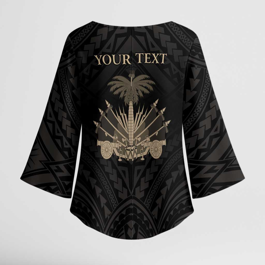 Personalized Haiti First Black Republic Kimono Sleeve Blouse Negre Marron With Map And Flag LT9 - Polynesian Pride