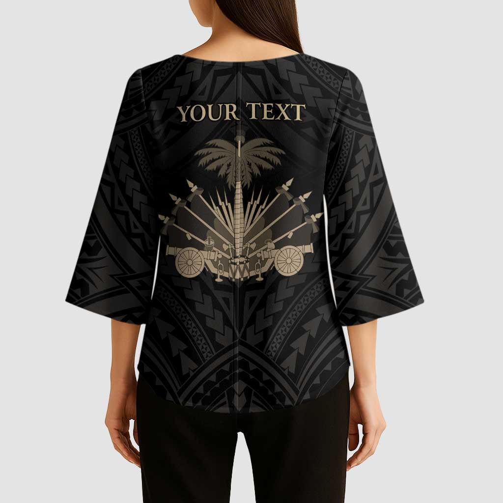 Personalized Haiti First Black Republic Kimono Sleeve Blouse Negre Marron With Map And Flag LT9 - Polynesian Pride