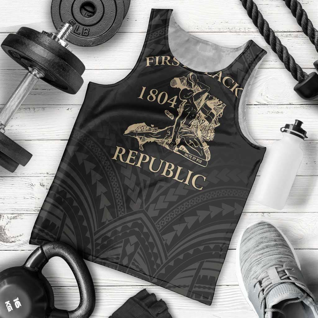 Personalized Haiti First Black Republic Men Tank Top Negre Marron With Map And Flag LT9 - Polynesian Pride