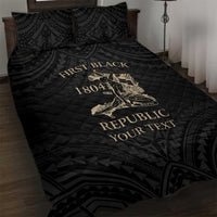 Personalized Haiti First Black Republic Quilt Bed Set Negre Marron With Map And Flag LT9 Black - Polynesian Pride