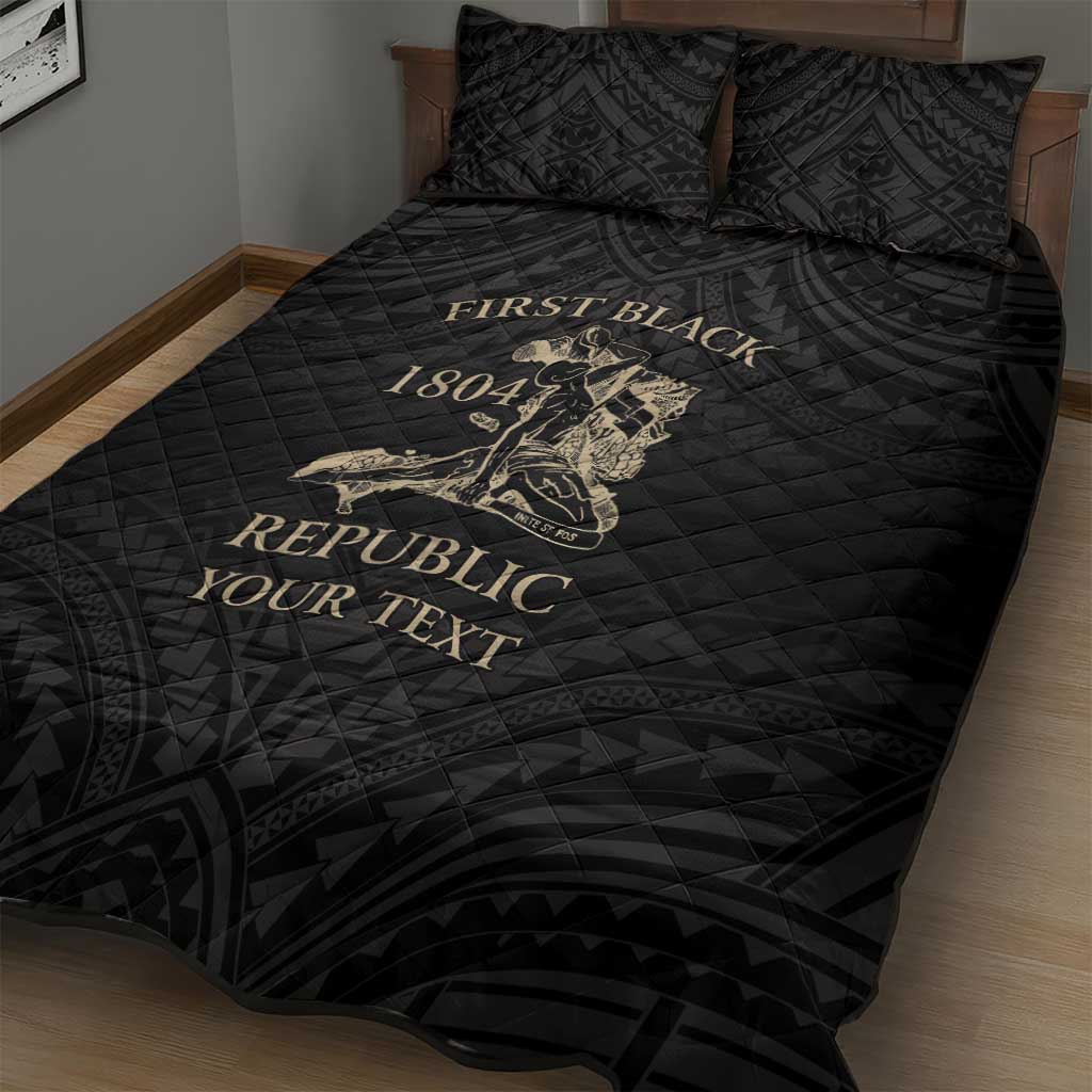 Personalized Haiti First Black Republic Quilt Bed Set Negre Marron With Map And Flag LT9 - Polynesian Pride