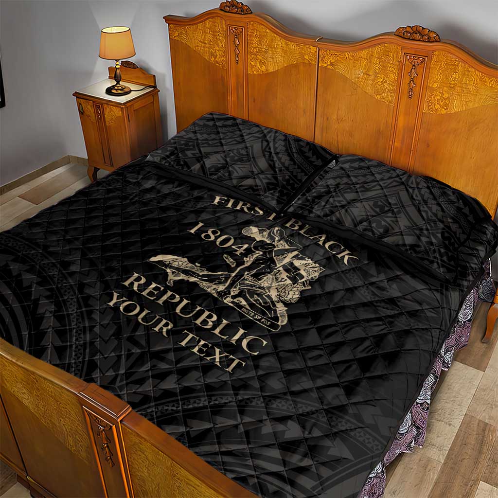 Personalized Haiti First Black Republic Quilt Bed Set Negre Marron With Map And Flag LT9 - Polynesian Pride