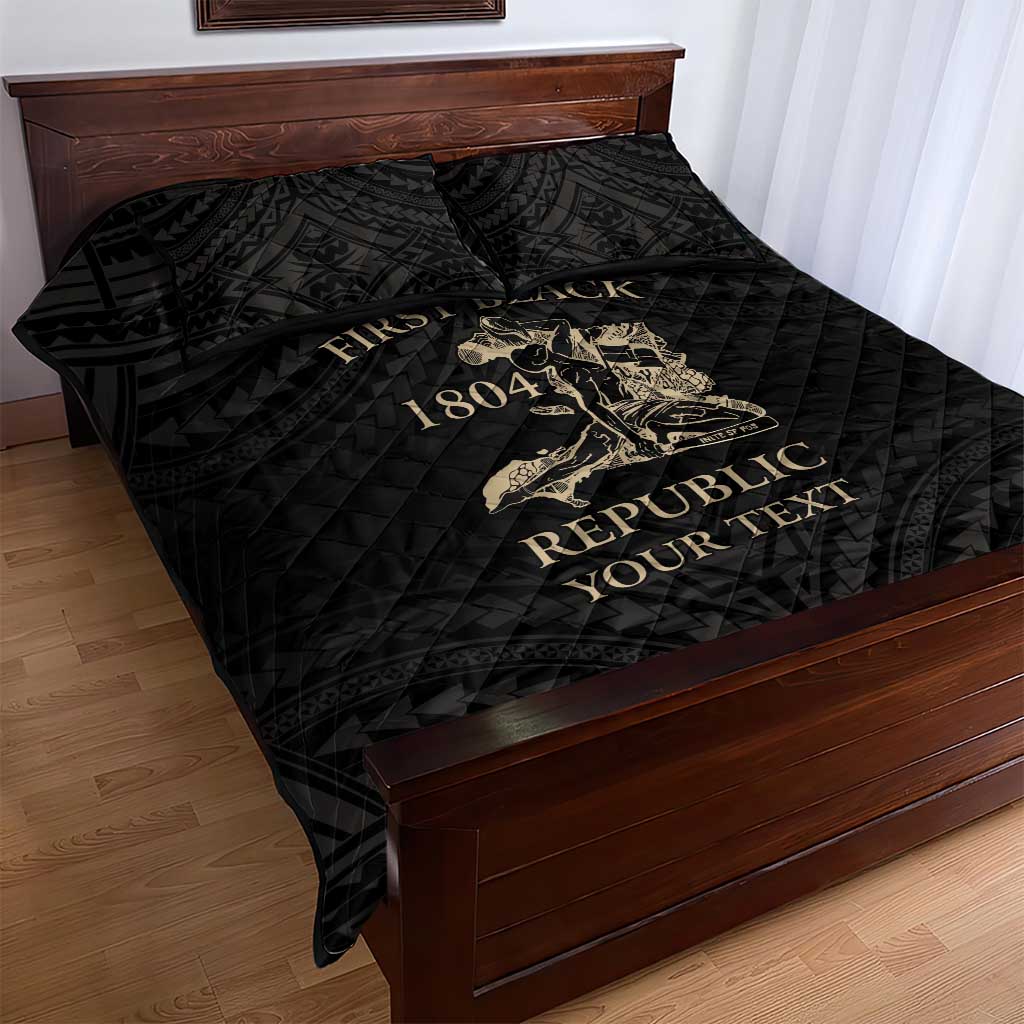 Personalized Haiti First Black Republic Quilt Bed Set Negre Marron With Map And Flag LT9 - Polynesian Pride