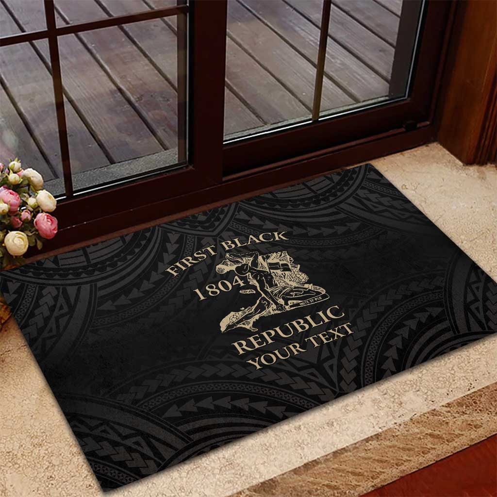 Personalized Haiti First Black Republic Rubber Doormat Negre Marron With Map And Flag LT9 - Polynesian Pride