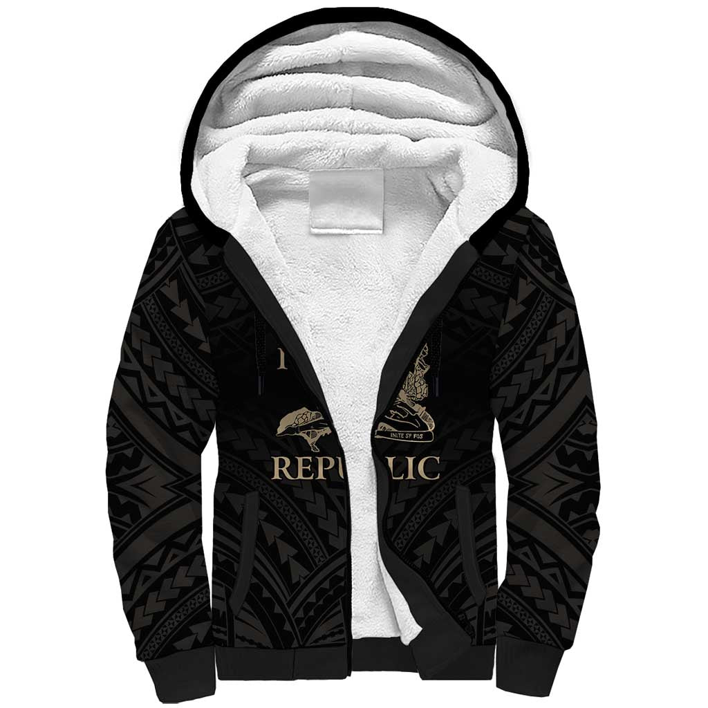 Personalized Haiti First Black Republic Sherpa Hoodie Negre Marron With Map And Flag LT9 Unisex Black - Polynesian Pride