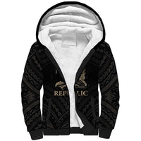 Personalized Haiti First Black Republic Sherpa Hoodie Negre Marron With Map And Flag