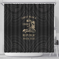 Personalized Haiti First Black Republic Shower Curtain Negre Marron With Map And Flag