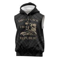 Personalized Haiti First Black Republic Sleeveless Hoodie Negre Marron With Map And Flag LT9 Black - Polynesian Pride