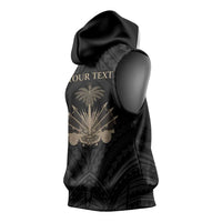 Personalized Haiti First Black Republic Sleeveless Hoodie Negre Marron With Map And Flag LT9 - Polynesian Pride