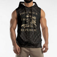 Personalized Haiti First Black Republic Sleeveless Hoodie Negre Marron With Map And Flag LT9 - Polynesian Pride