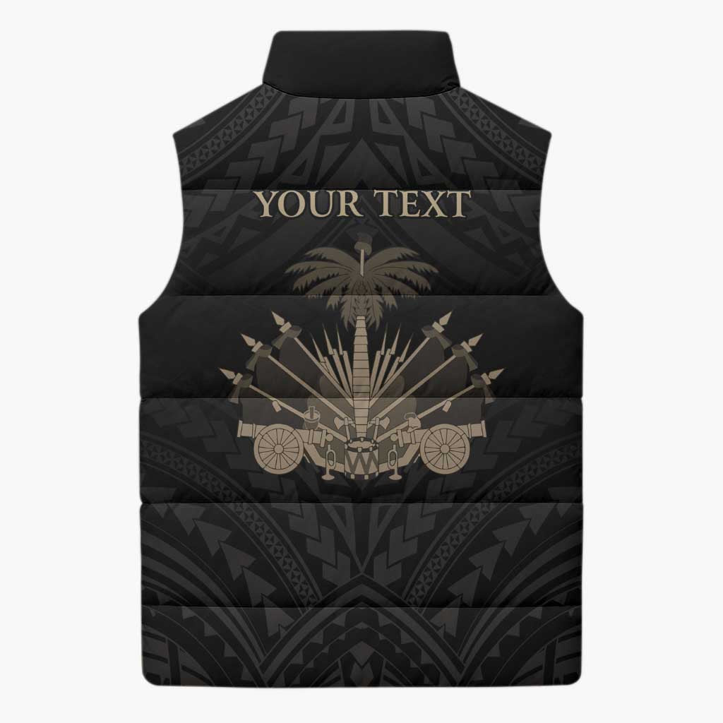 Personalized Haiti First Black Republic Sleeveless Puffer Jacket Negre Marron With Map And Flag LT9 - Polynesian Pride