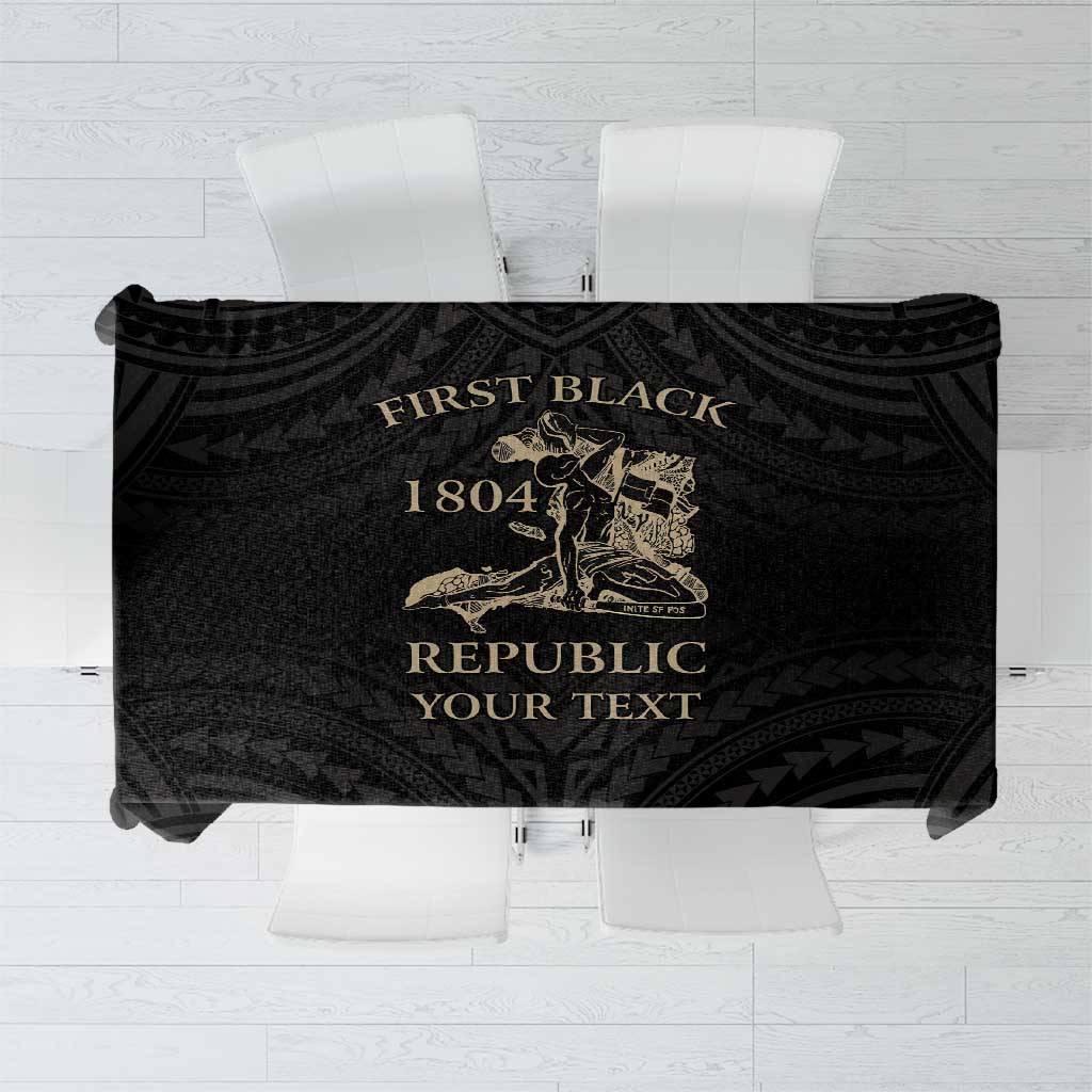 Personalized Haiti First Black Republic Tablecloth Negre Marron With Map And Flag LT9 Black - Polynesian Pride