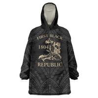 Personalized Haiti First Black Republic Wearable Blanket Hoodie Negre Marron With Map And Flag LT9 One Size Black - Polynesian Pride
