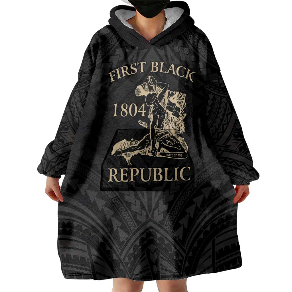 Personalized Haiti First Black Republic Wearable Blanket Hoodie Negre Marron With Map And Flag LT9 - Polynesian Pride