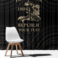Personalized Haiti First Black Republic Window Curtain Negre Marron With Map And Flag LT9 - Polynesian Pride