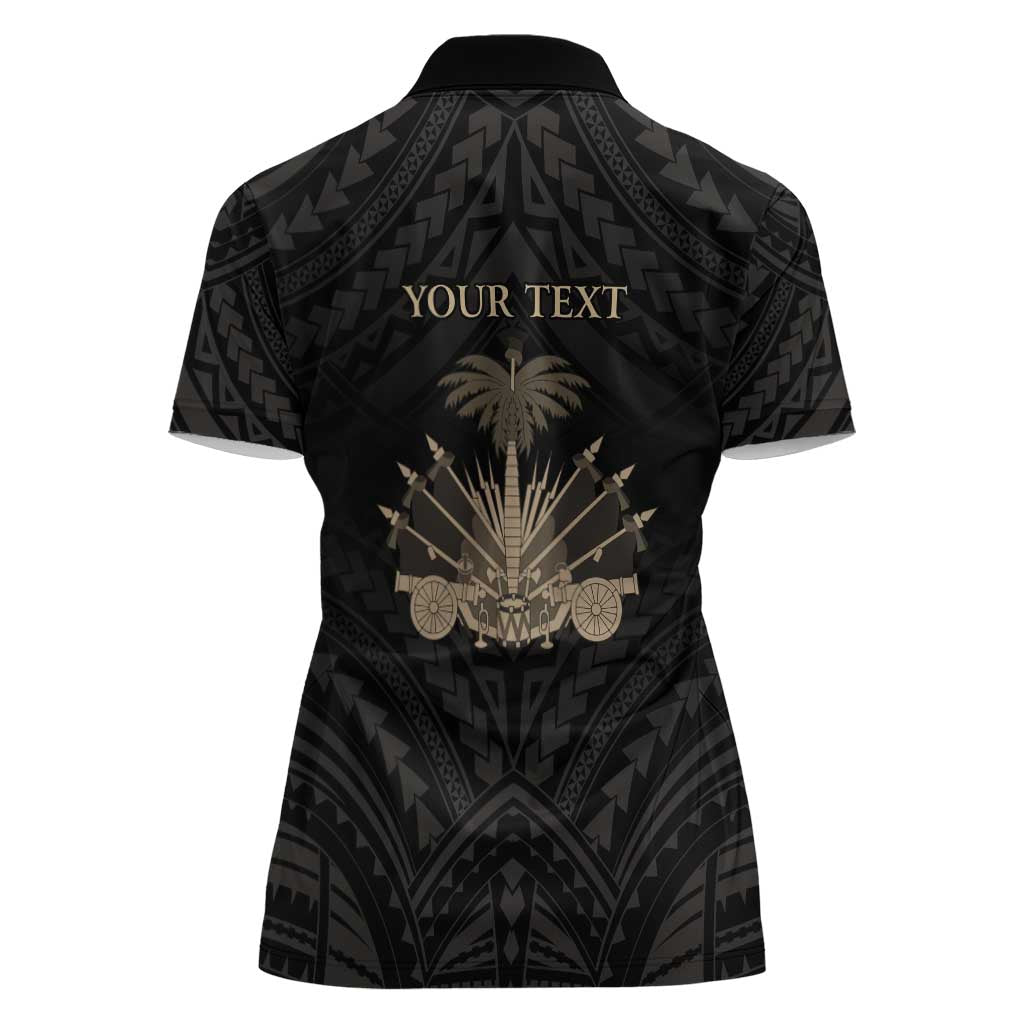 Personalized Haiti First Black Republic Women Polo Shirt Negre Marron With Map And Flag