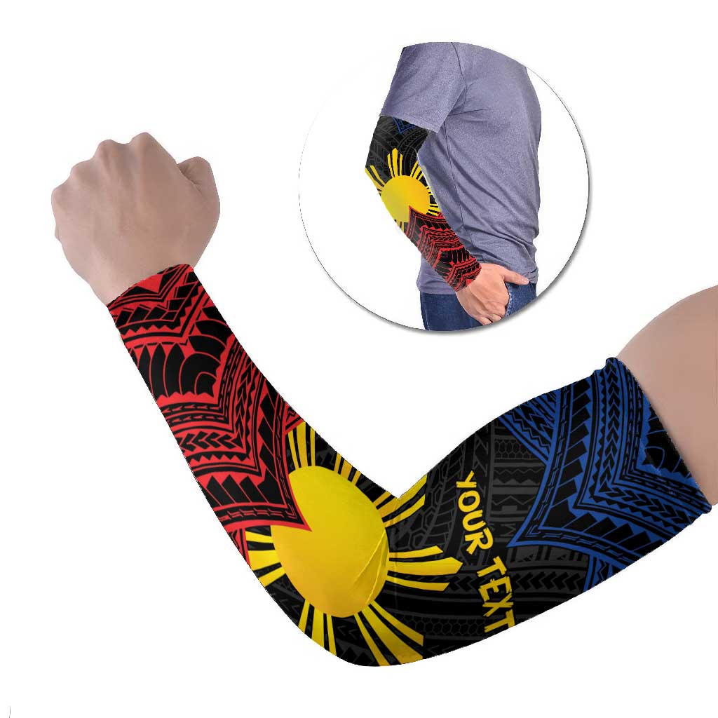 Personalized Philippines Arm Sleeves Polynesian Tribal Tattoo with Filipino Flag Motif - Polynesian Pride