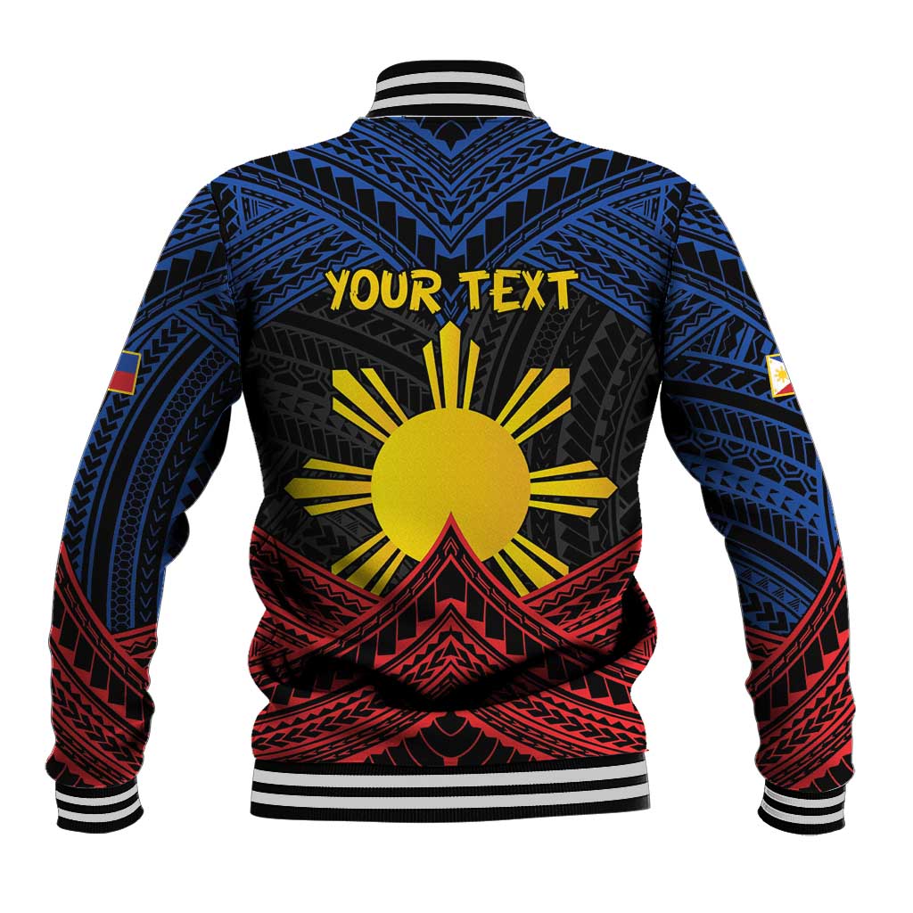 Personalized Philippines Baseball Jacket Polynesian Tribal Tattoo with Filipino Flag Motif