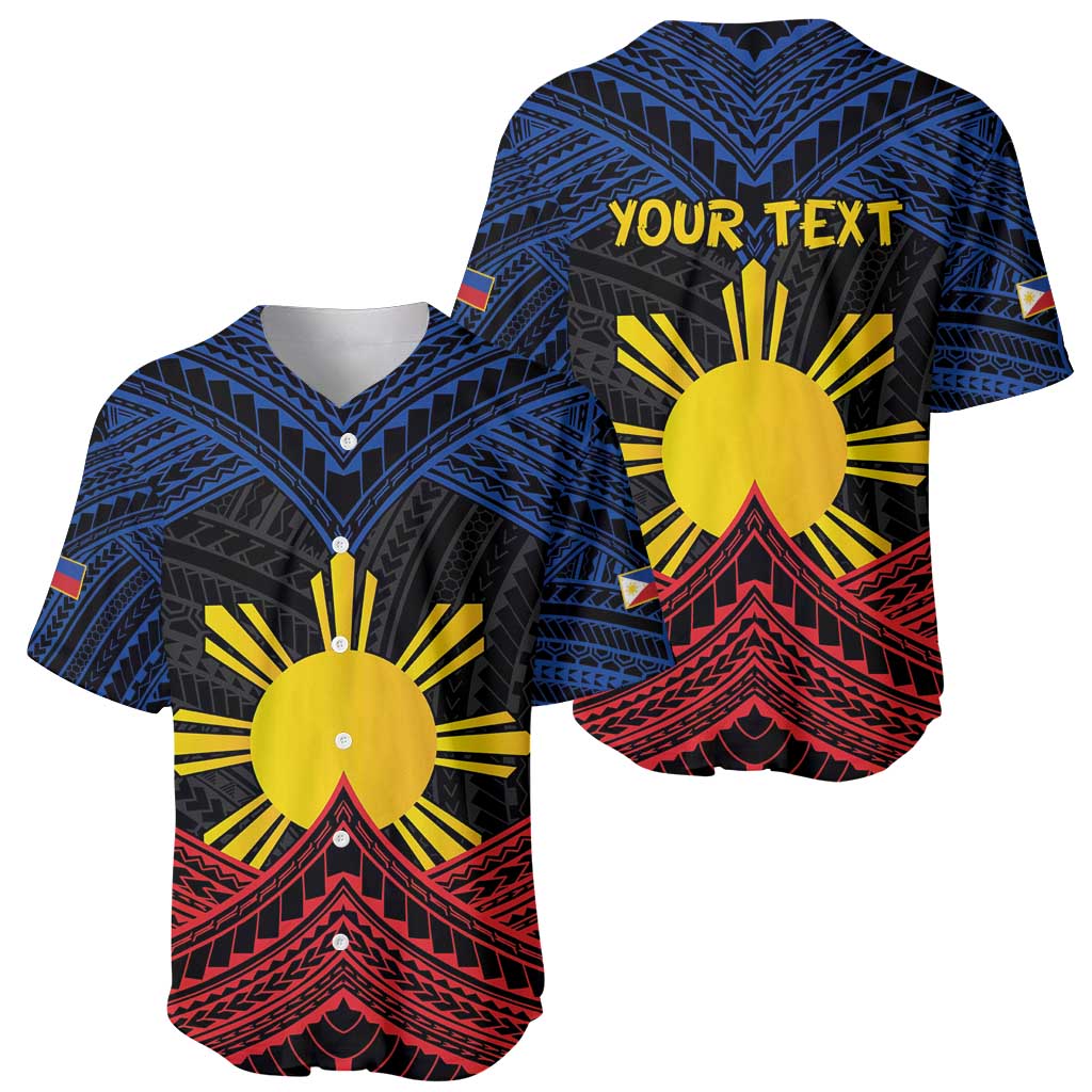 Personalized Philippines Baseball Jersey Polynesian Tribal Tattoo with Filipino Flag Motif
