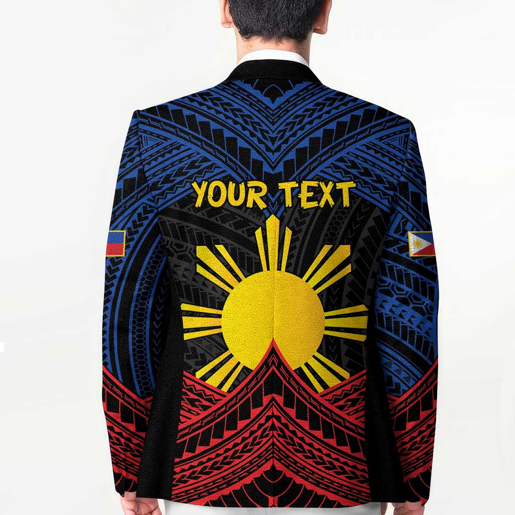 Personalized Philippines Blazer Polynesian Tribal Tattoo with Filipino Flag Motif - Polynesian Pride