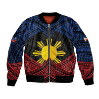 Personalized Philippines Bomber Jacket Polynesian Tribal Tattoo with Filipino Flag Motif