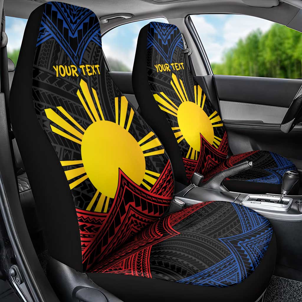 Personalized Philippines Car Seat Cover Polynesian Tribal Tattoo with Filipino Flag Motif