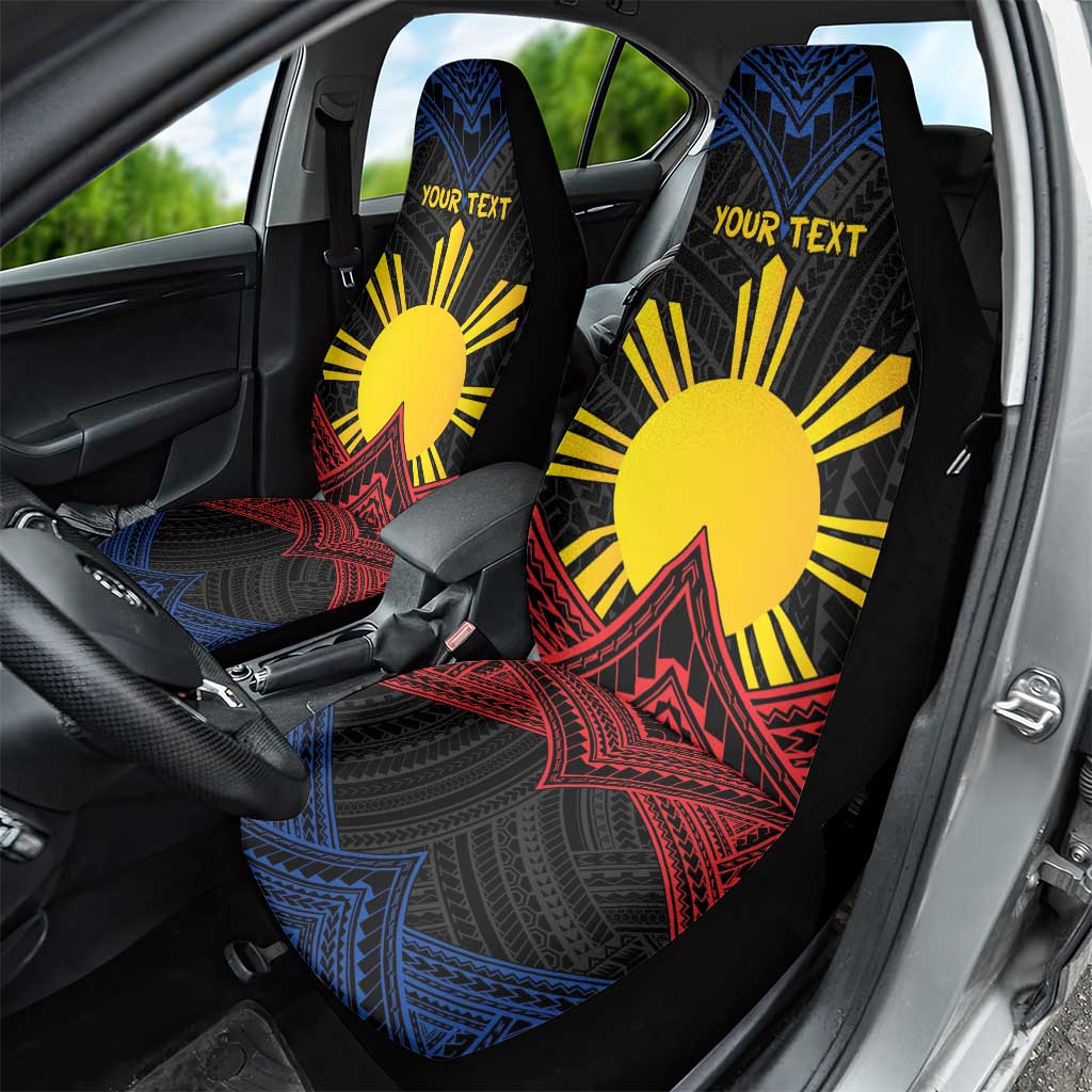 Personalized Philippines Car Seat Cover Polynesian Tribal Tattoo with Filipino Flag Motif