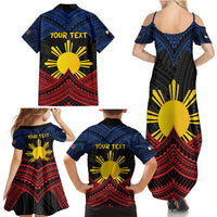 Personalized Philippines Family Matching Summer Maxi Dress and Hawaiian Shirt Polynesian Tribal Tattoo with Filipino Flag Motif