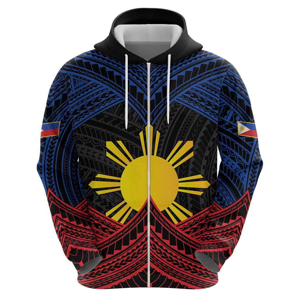Personalized Philippines Hoodie Polynesian Tribal Tattoo with Filipino Flag Motif