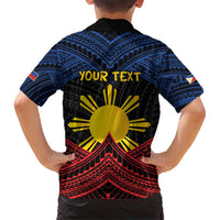 Personalized Philippines Kid Hawaiian Shirt Polynesian Tribal Tattoo with Filipino Flag Motif