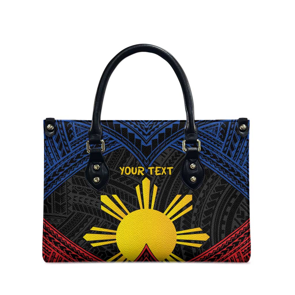Personalized Philippines Leather Bag Polynesian Tribal Tattoo with Filipino Flag Motif - Polynesian Pride