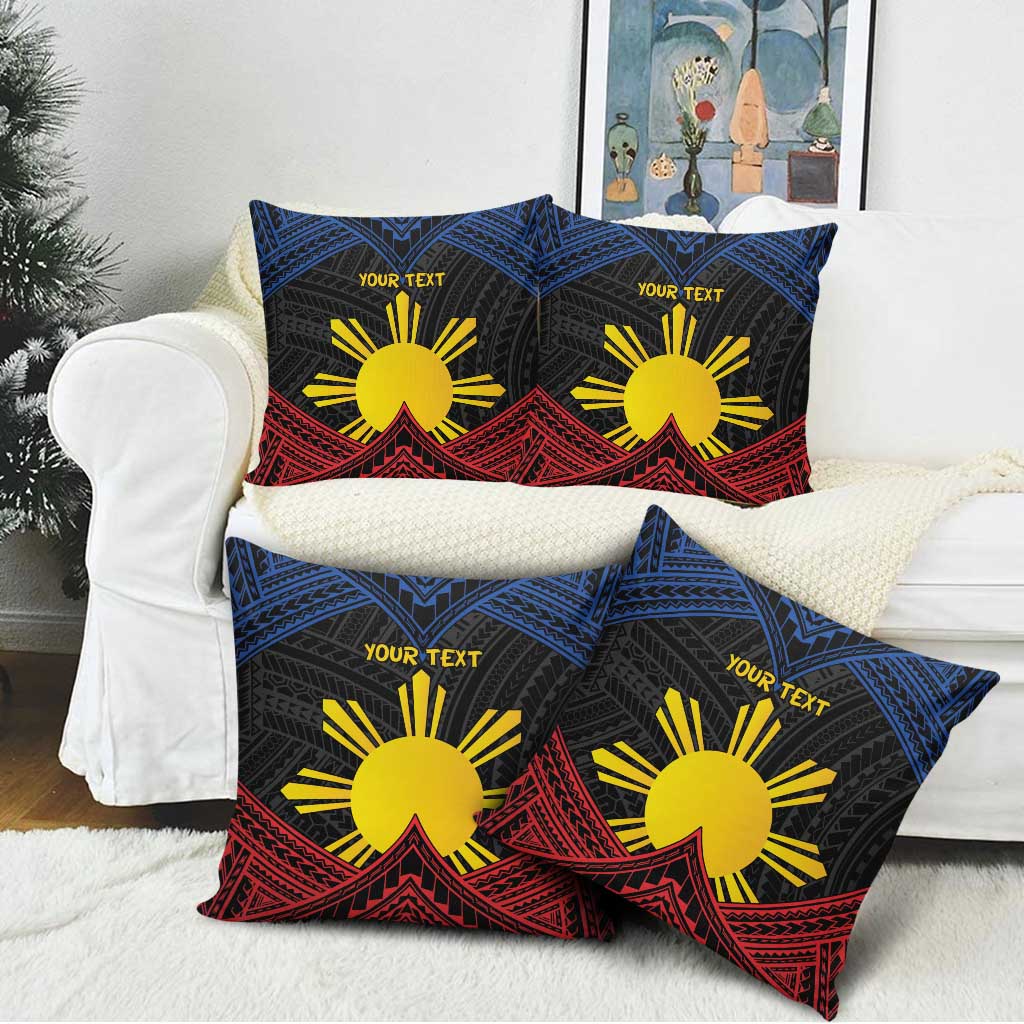 Personalized Philippines Pillow Cover Polynesian Tribal Tattoo with Filipino Flag Motif - Polynesian Pride
