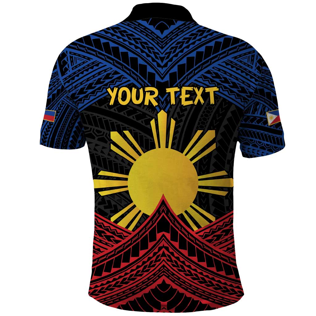Personalized Philippines Polo Shirt Polynesian Tribal Tattoo with Filipino Flag Motif